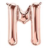 M Harf Rose Gold Folyo Balon 40 inc 100 cm