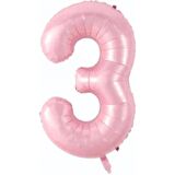 3 Rakam Açık Pembe Folyo Balon 80 cm