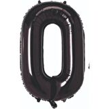 0 Rakam Siyah Folyo Balon 80 cm