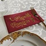 Gold Yaldızlı Bordo Hoş Geldin Ramazan Peçete 16 lı