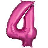 4 Rakam Koyu Pembe Folyo Balon 80 cm