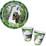 Dinozor Temalı Karton Tabak Bardak 8 li