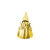 Metalize Gold Happy Bırthday Karton Şapka 4 Adet