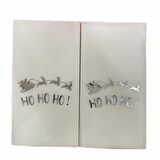 Gümüş Yaldızlı Beyaz Yılbaşı Ho Ho Ho Yazılı Peçete