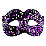 Mor Renk Arkadan Lastikli Pul Payet İşlemeli Balo After Parti Maskesi 