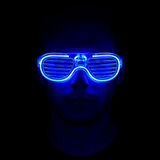 Mavi Led Işıklı Parti Gözlüğü - Neon Glow Şerit Gözlük 3 Modlu 