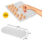 12&amp;apos;li Şeffaf Kapaklı Kilitli Yumurta Saklama Kabı Kutusu Aparatı 