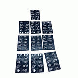 ÇİÇEKLİ 10X14CM TÜP KINA DESEN ÇIKARTMA ŞABLONU 12 PARÇA 