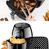 Siyah Isıya Dayanıklı Yıkanılabilir Silikon Fırın Ve Airfryer Kare Model Pişirme Matı 21,5 Cm 