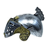 Gümüş Üzeri Altın Renk Oynar Başlıklı Romalı Bizans Kaskı Miğferi 25x20 cm 