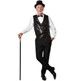 Gece Işıltısı Siyah Payetli Pullu Papyon 7x2 Cm 