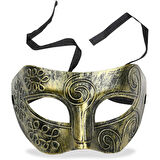 Altın Eskitme Yüz Maskesi - Antik Tarz Balo Maskesi 