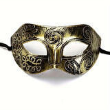 Altın Eskitme Yüz Maskesi - Antik Tarz Balo Maskesi 