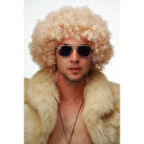 Altın Renk Kıvırcık Afro Bonus Peruk Saç Parti Peruğu Platin Gold 