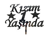 Kızım 1 Yaşında İlk Yaş Doğum Günü Partisi Pleksi Pasta Süsü Gümüş Renk 