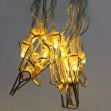 Bakır Renkli Led Işıklı Fotoğraf Asma Işık Süsleme Mandalları 