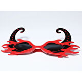 Siyah Boynuzlu Kırmızı Renk Alevli Parti Gözlüğü 21x10 cm 