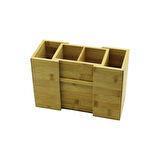 Aç-kapa - 2+2 Bölmeli   Tezgah Üstü  Bambu - Ahşap Kaşıklık 