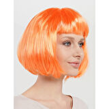 Turuncu Renk Parti Peruğu Küt Saç 