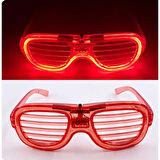 Kırmızı Led Işıklı Parti Gözlüğü - Neon Glow Şerit Gözlük 3 Modlu 