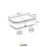 2 Bölmeli 1+1 Litre Kilitli Kapaklı Erzak Saklama Kabı LC-525 