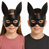 Siyah Renk Kumaş Malzemeden İmal Eva Tavşan Maskesi 19x15 Cm 