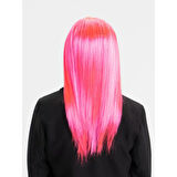 Şeker Pembesi Koyu Pembe Renk Uzun Düz Parti Peruğu 