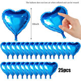 Metalize Parlak Mavi Kalp Şekilli Uçan Balon Folyo 18 inç 45 cm 25 Adet 