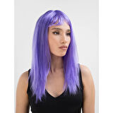 Mor Renk Uzun Düz Parti Peruğu 