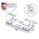 20&amp;apos;li Yapışkanlı Kablo Sabitleyici Şeffaf Klips 