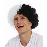 Siyah Beyaz Kıvırcık Afro Bonus Peruk Taraftar Bonus Saç 