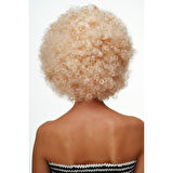 Altın Renk Kıvırcık Afro Bonus Peruk Saç Parti Peruğu Platin Gold 