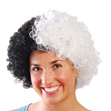 Siyah Beyaz Kıvırcık Afro Bonus Peruk Taraftar Bonus Saç 