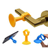 Vantuzlu Geçmeli Kapı Kolu Stoper 4lü Set Beyaz 