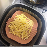 Renkli Isıya Dayanıklı Yıkanılabilir Silikon Fırın  Airfryer Kare Model Pişirme Matı 20 Cm 