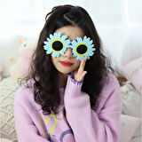 Mavi Renk Papatya Şekilli Parti Gözlüğü 18x10 Cm 