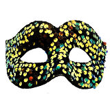 Altın Renk Arkadan Lastikli Pul Payet İşlemeli Balo After Parti Maskesi 
