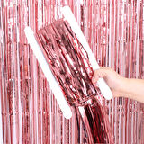 Rose Gold Renk Ekstra Metalize Parlak Saçaklı Arka Fon Perde İthal A Kalite 1x2 Metre 