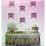 Pembe Üzeri Gümüş Renk Hoşgeldin Kızım Bayrak Süs 