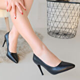 Jilya Siyah Cilt Stiletto Ayakkabı - Lisinya