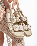 Olira Bej Simli Kemerli Sandalet - Lisinya