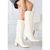 Roksa Ten Cilt Topuklu Çizme - Lisinya