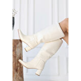 Roksa Ten Cilt Topuklu Çizme - Lisinya