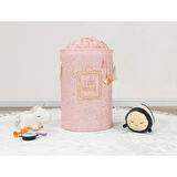 Baby Kullanımı Kolay Desenli Taşınabilir Torbalı Yuvarlak Sepet(pembe) Çamaşır Sepeti 04270 ( Lisinya )