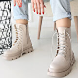 Orge Bej Cilt Bağcıklı Bot - Lisinya