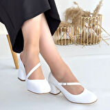 Kier Beyaz Cilt Topuklu Ayakkabı - Lisinya