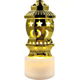 12'li Ramazan Ayaklı LED Işık (Gold, Fener/Lamba Motifli)
