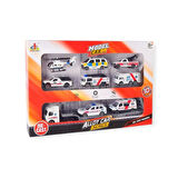 10 Parça Araç Taşıyan Tır Seti - Die Cast - DS047 - Ambulans (Lisinya)