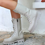 Toir Bej Cilt Bağcıklı Postal - Lisinya