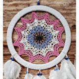 Pembe Nazar Motifli Kuş Tüylü Duvar Süsü